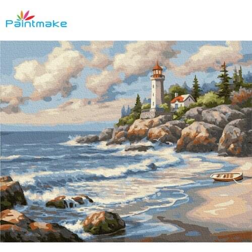 Paintmake Landscape DIY Paint By Numbers sea tower Oil Hand Painted On Canvas Home Decoration Painting Art Picture Kids