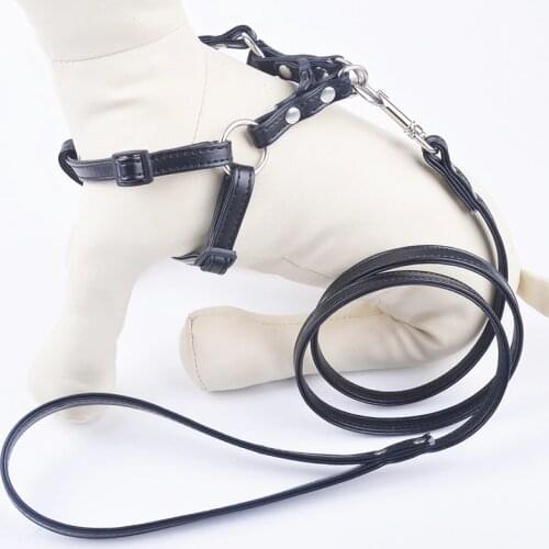 Puppy Dog Harnesses Leads Sets Faux Leather Pet Collars Breakaway Adjustable Dog Halter Harness For Small Medium Dogs