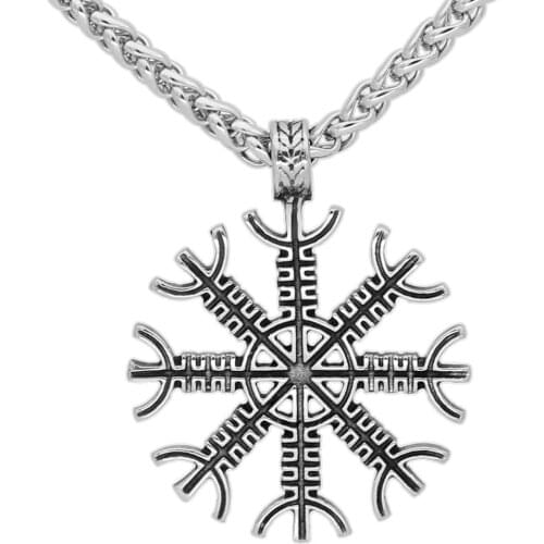 Nordic viking odin symbol vegvisir amulet stainless steel pendant necklace