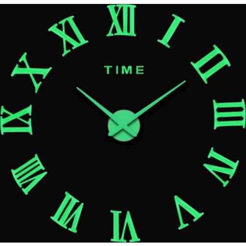 Luminous 3D Wall Clock Large Acrylic DIY Wall Sticker for Living Room Decoration Quartz Large Wall Clock