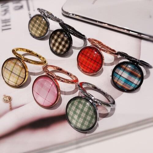Universal 360 Rotation Mobile Phone Ring bracket Cell Phone Ring buckle Support buckle Pull ring Phone buckle Plaid Pattern