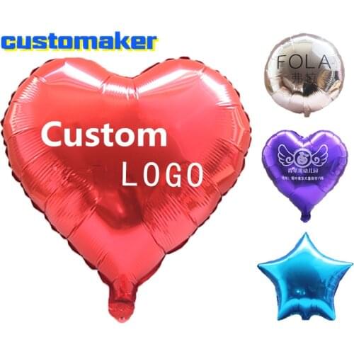 50pcs 18inch Aluminum foil balloon customized printing logo festival advertising balloon custom made brand pattern wedding decor