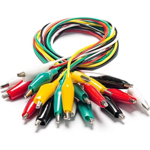 10PCS Electrical Alligator Clips with Wires Test Leads Sets Soldered and Stamping Jumper Wires 21 inches 5 Colors