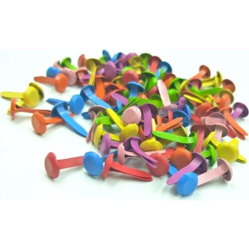 100Pcs 16x8mm Mixed Color Metal Round Brads Scrapbook Brads Paper Craft Decoration Embellishment Fastener DIY Metal Brads Crafts