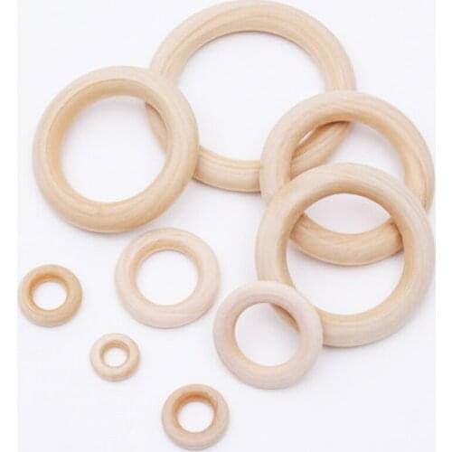 14 Size Natural Wood Circle DIY Crafts Embellishment For Wooden Ring Children Kids Teething Wooden Ornaments An Pick WD0001