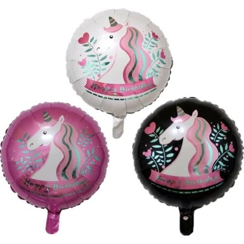 18 Inch 1 Piece Cartoon Unicorn Amnimal Aluminium Foil Balloon Kids Toy Supplier New Year Decoration Balls
