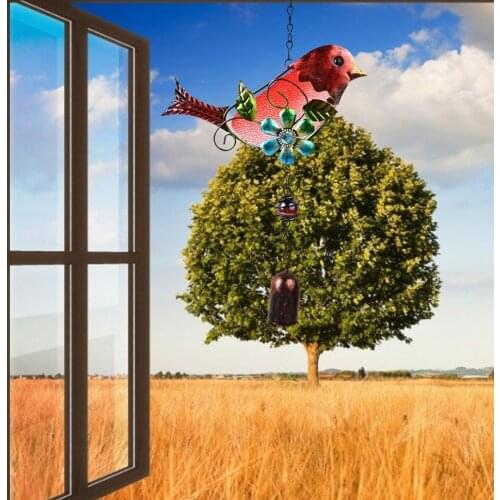 2 Colors Useful Glass Embossing Bird Wind Chime Vintage Style Wind Chime Bell Ornamental for Garden