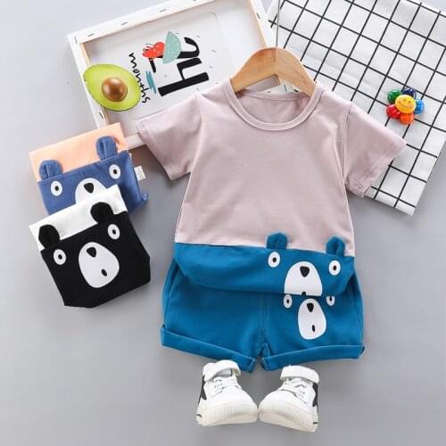 Summer Fashion Toddler Children Casual Clothes Baby Boy Cartoon Splicing T Shirt+Shorts 2Pcs/sets Infant Outfit Kids Tracksuit