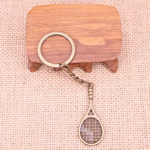 20pcs New Fashion Keychain 48x19mm tennis racket Pendants DIY Men Jewelry Car Key Chain Ring Holder Souvenir For Gift