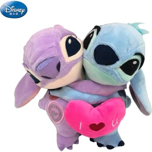 20 CM cute Stitch and girlfriend Angel plush toys disney Love cute Toys Kids Birthday soft Wedding Gift