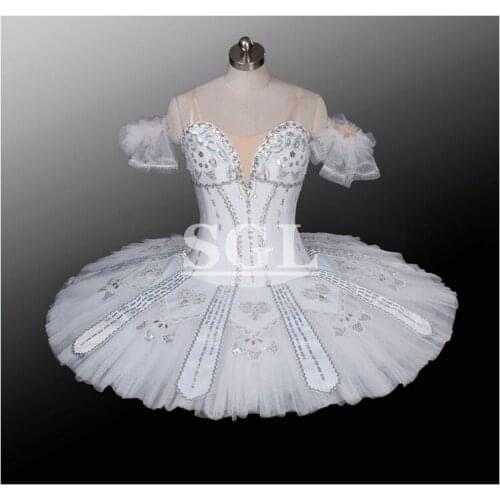 2015 Free Shipping White Princess Costumes Classical Ballet Tutu Professional Skirts For Paquita Sequin Decoration Tutus AT1144