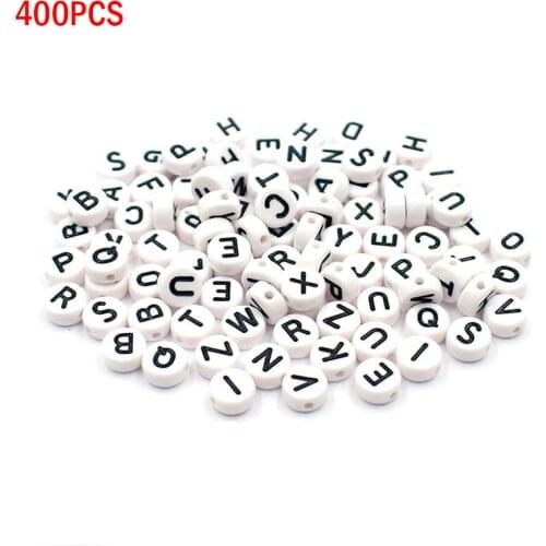 400pcs White Alphabet Letter Round Beads Acrylic DIY Jewellery Making Accessories A1