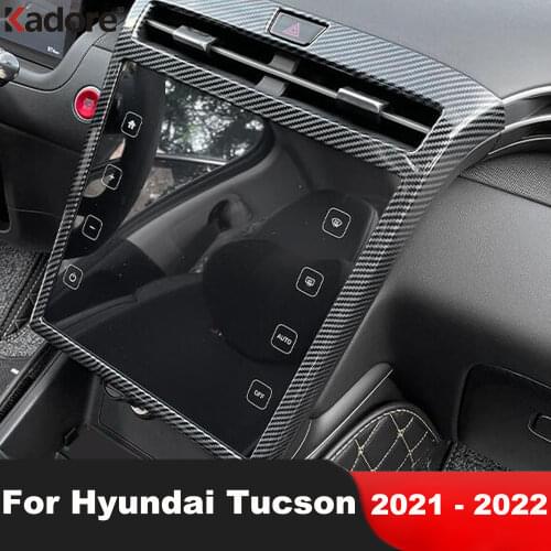 For Hyundai Tucson 2021 2022 2023 Carbon Fiber Center Navigation Panel Cover Trim Stickers Car Styling Interior Accessories