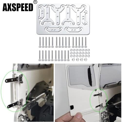 AXSPEED 4Pcs Metal Side Door Hinge for Tamiya MAN Benz Scania 1/14 RC Tractor Trailer Cargo Truck Car Upgrade Parts Accessories