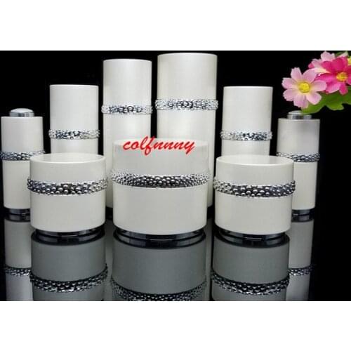 50pcs/lot 15g,30g,50g30ml,50ml,120ml White Acrylic Cream Jar Empty Cosmetic Packing Container Lotion Pump Bottle F050717