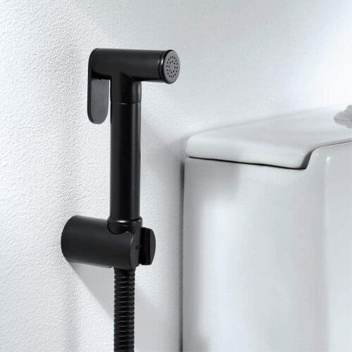 High-Pressure Blow Bidet Sprayer Matte Black Handheld Bidet Brass Black-Paint Shattaf Stainless Steel Hose For Bathroom Toilet