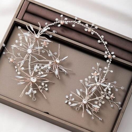 FORSEVEN Handmade Shining Flower Crystal Pearls Hair Bands Headbands for Women Girls Bride Noiva Wedding Hair Ornaments Jewelry