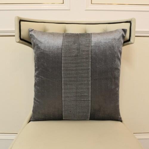 High quality Cushion Cover black Rhinestones luxurious faux silk Flannel Diamond Pillow Case for Home Wedding Table decoration