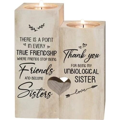 Birthday Gift Wooden Candle Holder, Women Female Girl Friends Personalized Custom Friendship Candle Holder (Include Candle)