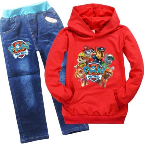 Children Spring Autumn Clothing Printed Long-sleeved Sweatshirts PAW PATROL T Shirt Hoodies Hip-hopTops Sets