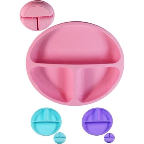 Baby Dishes Smiling Silicone Plate With Suction Cup Strong Sticky Divided Silicone Food Plate Childrens Section