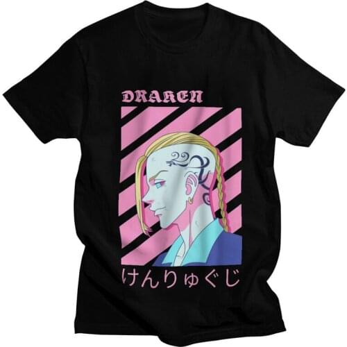 Tokyo Revengers T Shirt for Men Pure Cotton Tee Tops Ken Ryuguji Draken Tshirts Short Sleeve Summer Anime Manga T-shirt Clothes