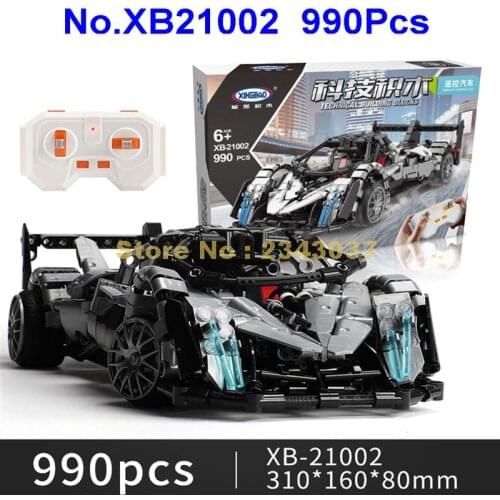 Xb21002 990pcs Rc Remote Control Black Racing Car Sportscar Building Blocks Toy