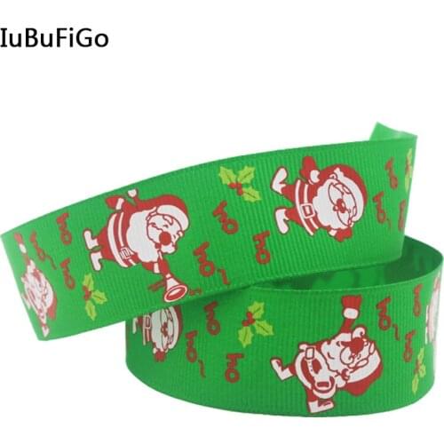 [IuBuFiGo] 50 Yards 1" 25mm Christmas ribbon Printed Grosgrain ribbons Tape Hair bow