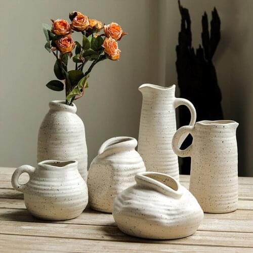 Ceramics Vase Retro Vases Home Decor Flower Vase Decoration Flower Pot Room Decor Modern Nordic Decor Living Room Decoration