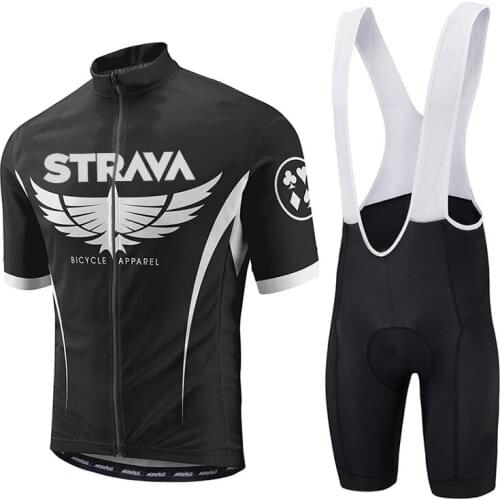 STRAVA 2021 Men Summer Cycling Clothing Kits Bicycle Jersey Sets Short Sleeve Bib Shorts Breathable Bike MTB Team Racing Uniform