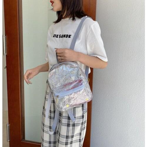 Mini Laser Backpacks For Women Silver Fashion Laser Backpack Youth Bag Teenage Girls Female Korean Trend Personality School Bag