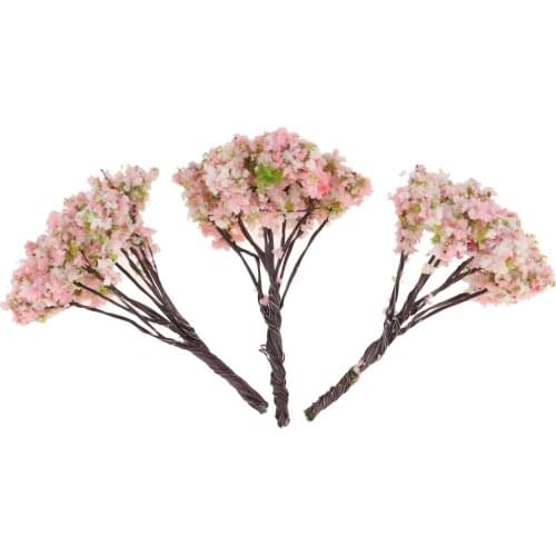 1/12 Dollhouse Miniature Peach Blossom Tree Perfect for any miniature Garden Decoration Accessory landscape DIY crafts (3PCS)