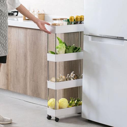 Multilayer Kitchen Storage Rack Shelf with Wheels Spice Rack Organizer Jars Bottles Holder Bathroom Kitchen Organizer Shelves