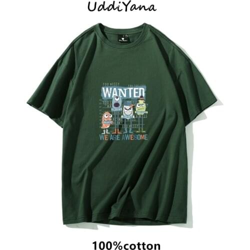 Mens T-Shirts 100% Cotton Anime Print T-shirt Fashion Oversize Tee Kawaii Tracksuits Womens Clothes Skateboard Tops Y2K Tee