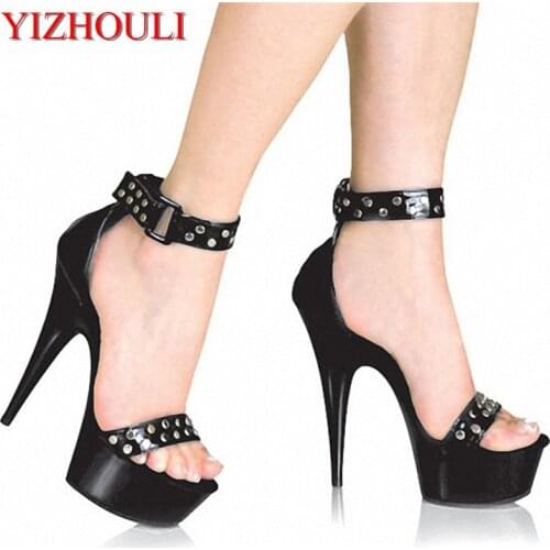 15 cm model of new peep-toe sandals, nightclub model catwalk shows high heels, model banquet performance sandals