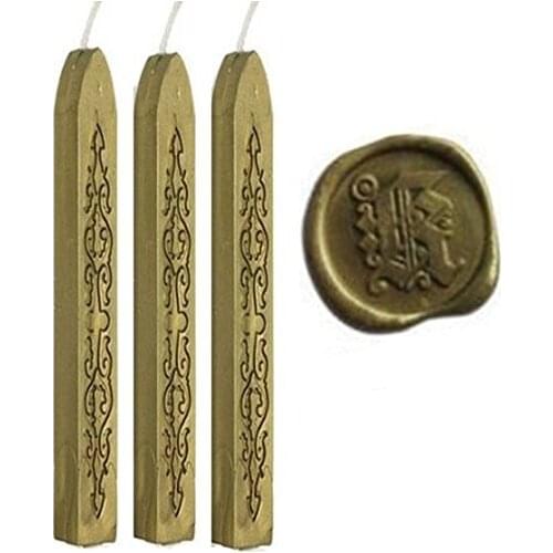New 3pcs Bronze Wax Sticks with Wicks for Decorative Wedding Invitations Wax Seal Sealing Stamp Gift Cards Sealing Wax