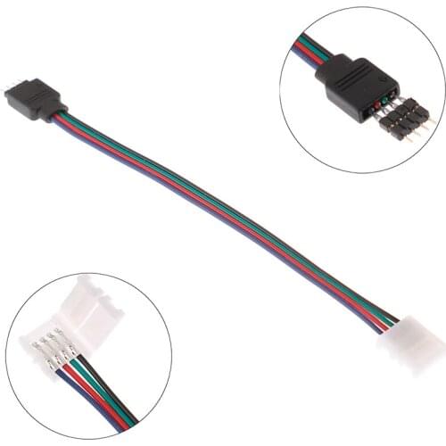 New 15cm 5050 RGB 4 Pin LED Strip Light Connectors Strip To Power Adaptor 4 Conductor 10mm Wide Connector