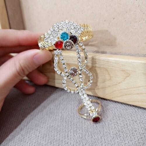 New Kids high quality rainbow bracelet with finger ring Round shape style for children gift Bohemia bangle jewelry