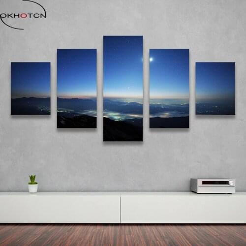 OKHOTCN Framed Galaxy Scenery Sea Wave HD Prints Painting Modern Canvas Art Wall Art Picture for Home Decoration Posters