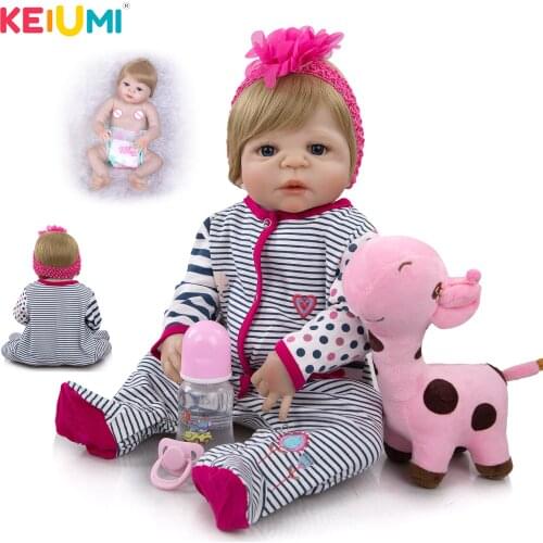 23'' Full Vinyl Reborn Baby Dolls Lifelike Girl Dolls Washable Reborn Silicone Boneca Realistic kids Playmates Lovely Gift Toys