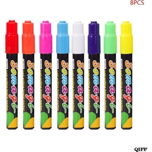 Drop Ship&Wholesale Highlighter Fluorescent Liquid Chalk Marker Neon Pen For LED Writing Board Blackboard Glass Painting June 4