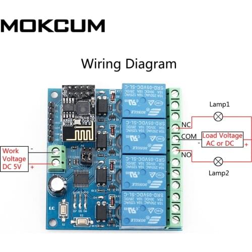5V ESP8266 ESP-01 4 Channel Wifi Relay Module Remote Control Switch For Smart Home IOT Transmission Phone APP Controller