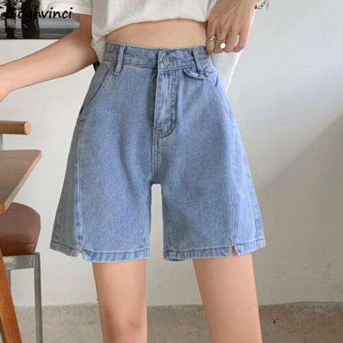 Shorts Womens Summer Solid Korean Style New Trendy Vintage All-match Daily Leisure Ladies Soft Loose High Waist Simple Fit Chic