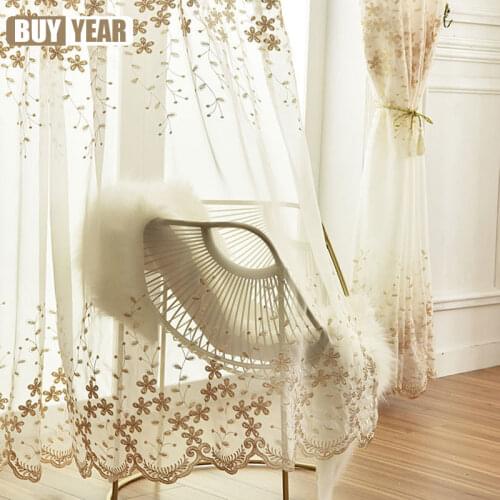 European Style Embroidered Screen Curtains for Tents Bay Window Curtains for Living Room and Bedroom