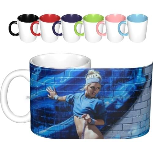 Blue 80s Ceramic Mugs Coffee Cups Milk Tea Mug Blue 80s Fashion Urban Australia Creative Trending Vintage Gift Bottle Cup