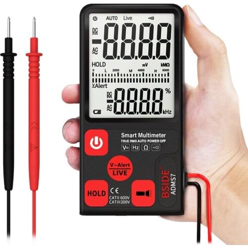 Ultra-Portable Digital Multimeter BSIDE ADMS7 Large 3.5" LCD 3-Line Display Voltmeter AC DC Voltage NCV Resistance Ohm Hz Tester