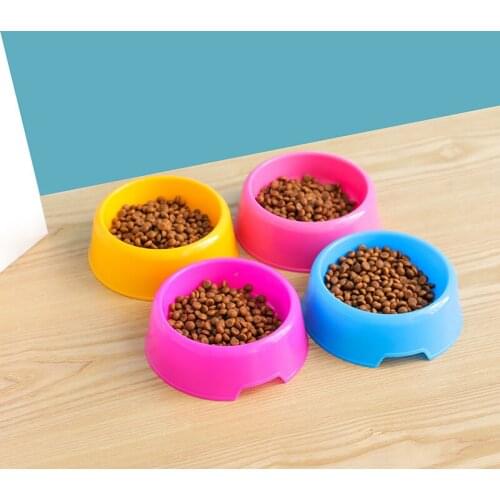 Pet supplies wholesale plastic pet bowl food bowl dog bowl candy color round cat bowl factory direct sales