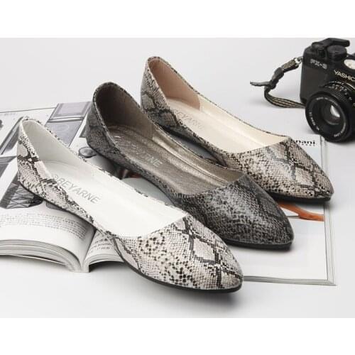European and American python pattern soft sole flat shoes soft sole Artificial Leather PU Basic Casual