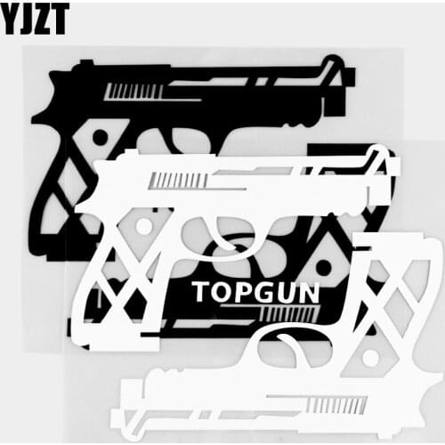 YJZT 13.1×15.0CM Weapon Design Pattern Double Gun Classic Car Sticker Vinyl Decal Exterior Styling Decoration 20C-0305