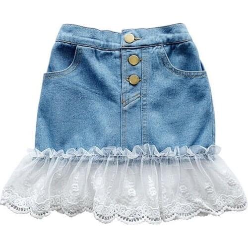 Girl skirt baby girl clothes summer cute children denim skirt Modis button jeans skirt skirt culottes short girl